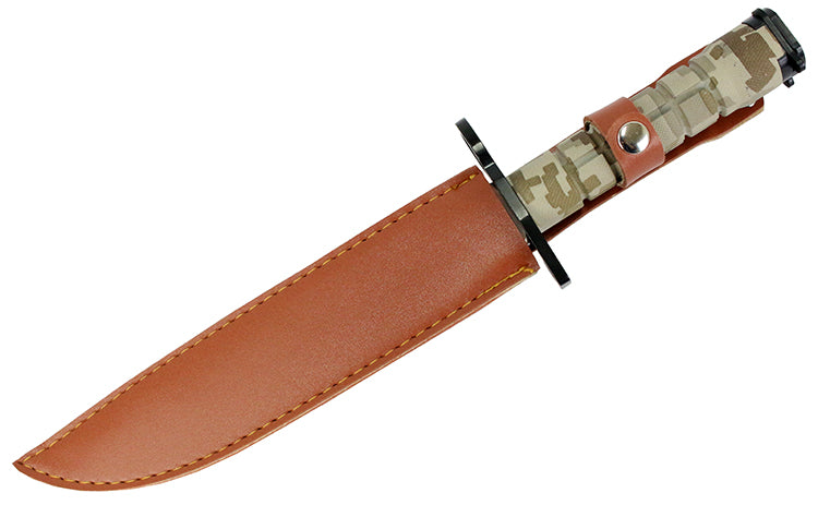 13.5" Military Survival Rambo Fixed Blade Hunting Knife Bayonet Tactical Bowie - Digital Camo