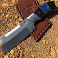 9" Huntdown Full Tang Hunting Knife with Blue and Leather Sheath