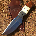 Hunt Down 9.5" Demascus Blade Bolster Stainless Steel Hunting Knife With Leather Sheath
