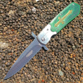 9.5" CELTIC CROSS SPRING ASSISTED OPEN POCKET KNIFE Gothic Stainless Steel New