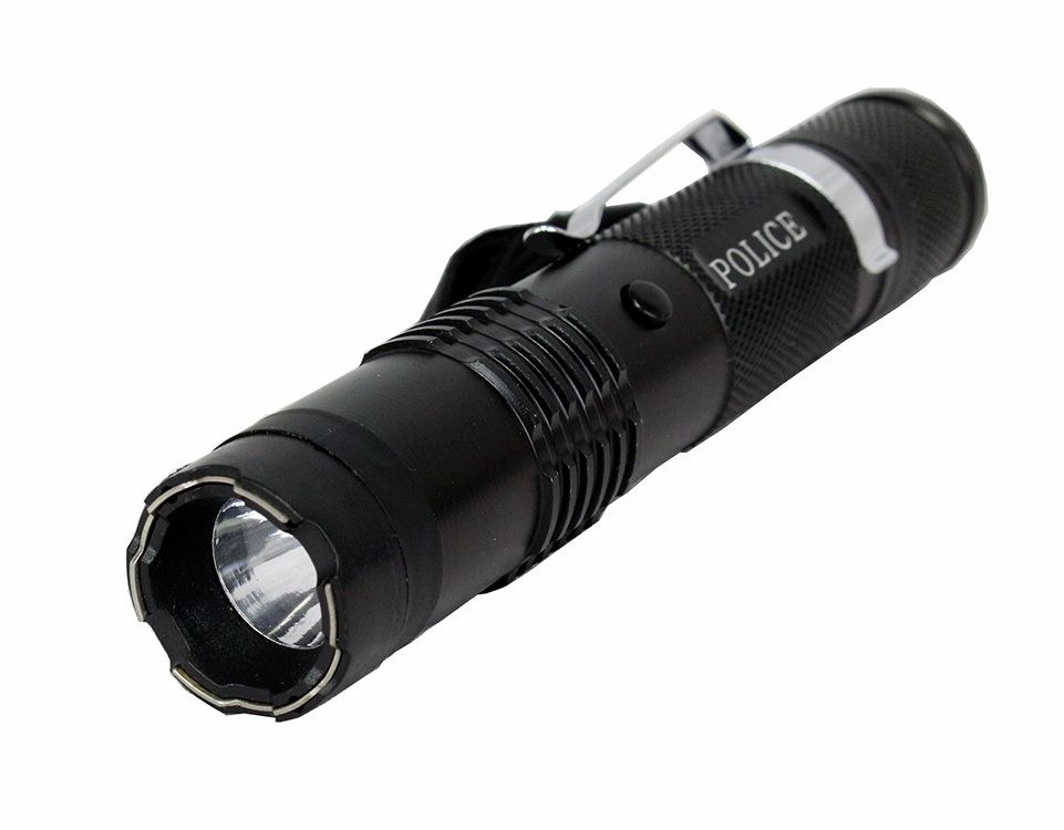 6" Defender 10 Million Black Stun Gun  With Flashlight
