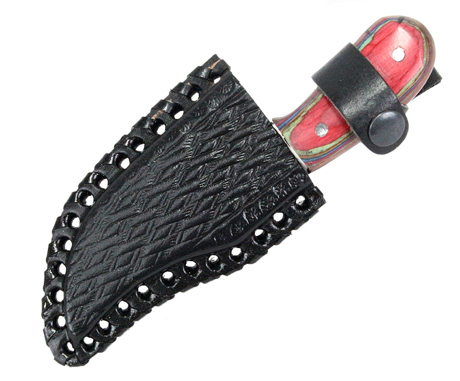 6" Defender Xtreme Skinner Knife with Multi-Color Handle and Leather Sheath