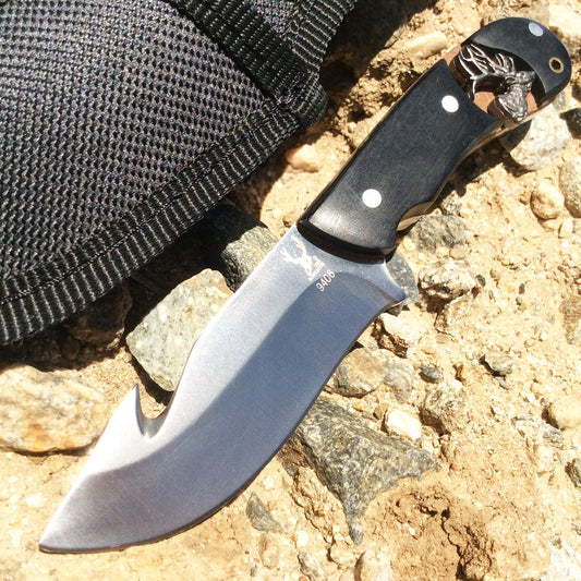 6.25" The Bone Edge Stainless Steel Hunting Knife with Fish Hook and Nylon Sheath