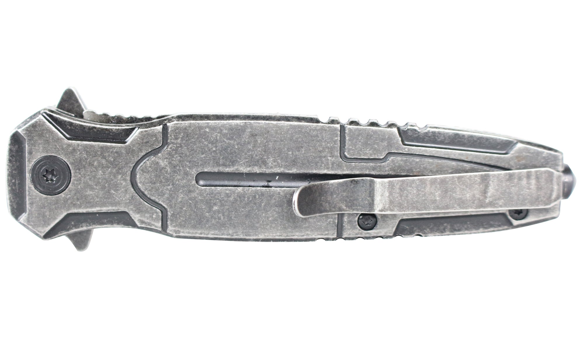 8" Defender Xtreme Spring Assisted Knife with Stone Washed Blade & Wood Handle