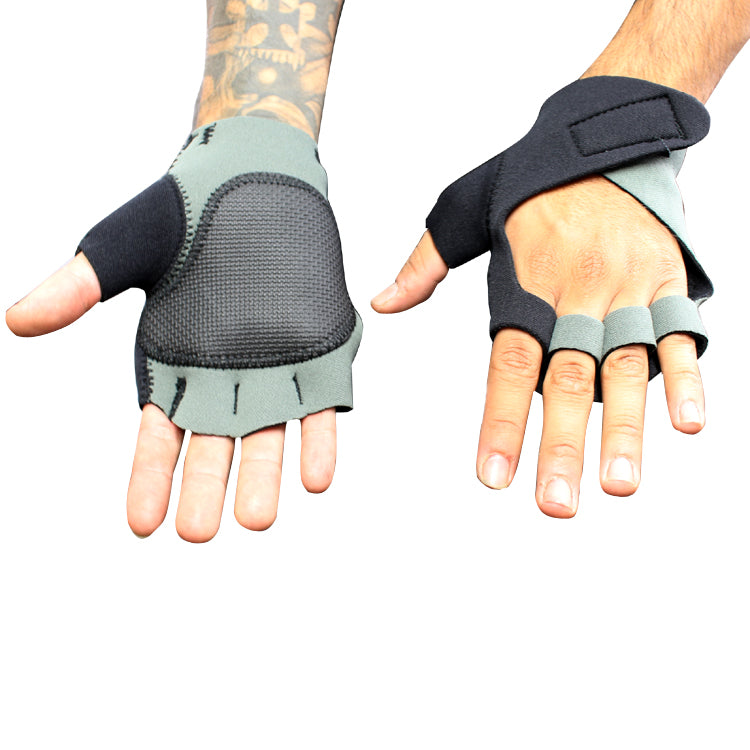 Perrini Black Fingerless Sport Gloves with Wrist Strap Closer (with Thumb Padding)