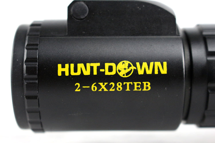 Hunt-Down Black Matte 2-6x28TEB R/G Range Finder Compact Hunting Rifle Scope