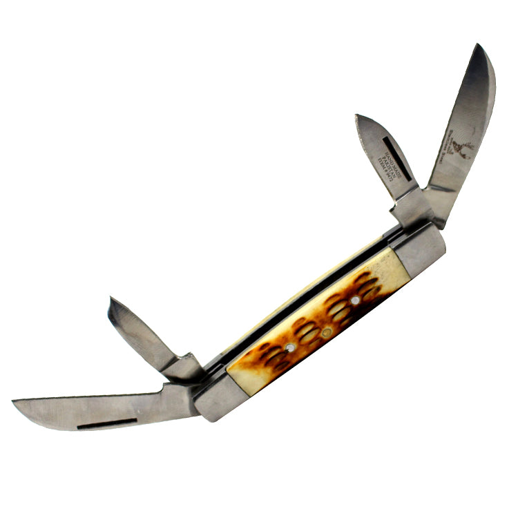 8" TheBoneEdge Folding Four Bladed Knife Stainless Steel Blade & Vinyl Sheath