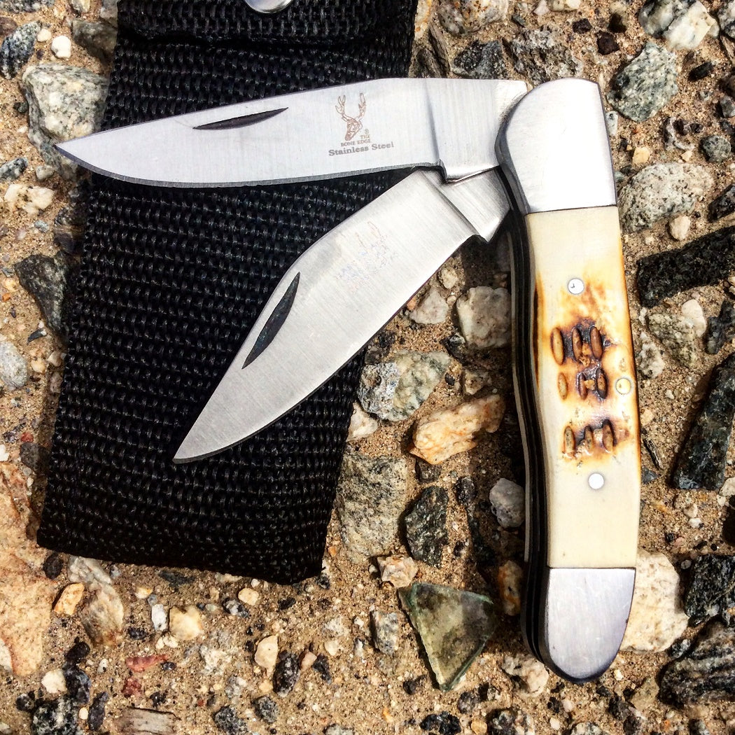 6" The Bone Edge Dual Practical Dual-Bladed Pocket Knife