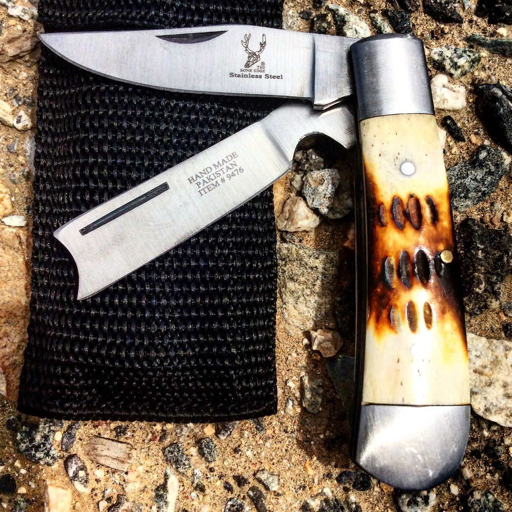 6" The Bone Edge Practical Dual-Bladed Pocket Knife