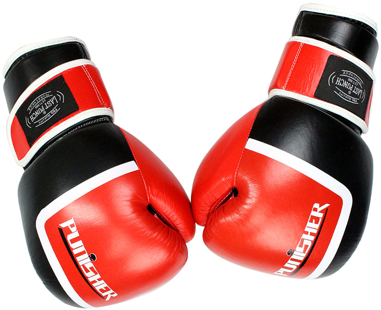 16oz Last Punch Red and Black Punisher Boxing Gloves
