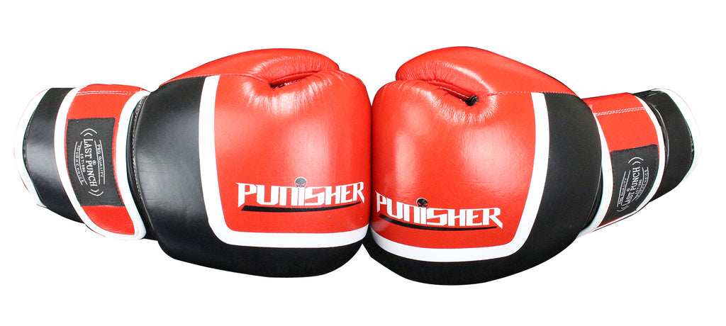 16oz Last Punch Red and Black Punisher Boxing Gloves