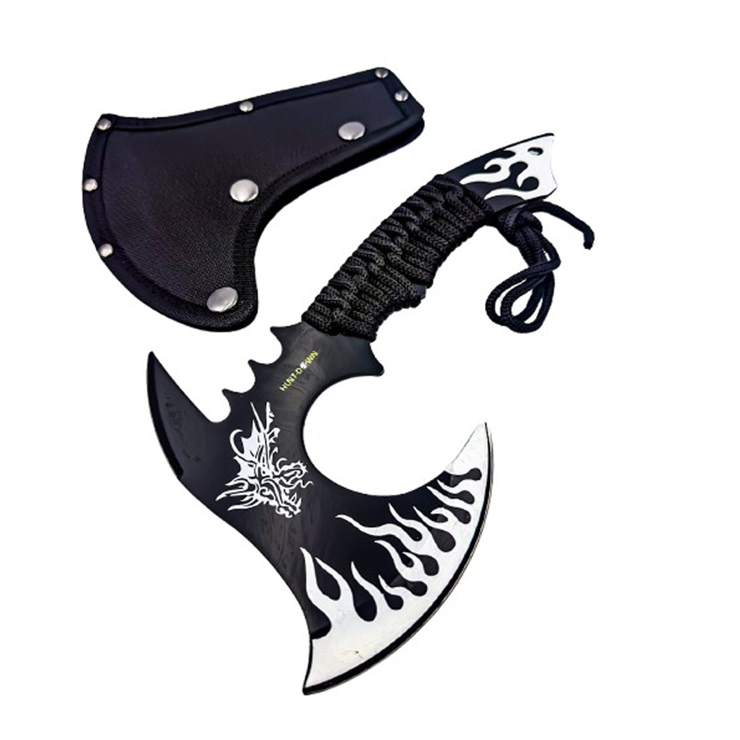 11" Hunt-Down Dragon Fire Axe Outdoor Hunting Camping Survival Steel Hatchet
