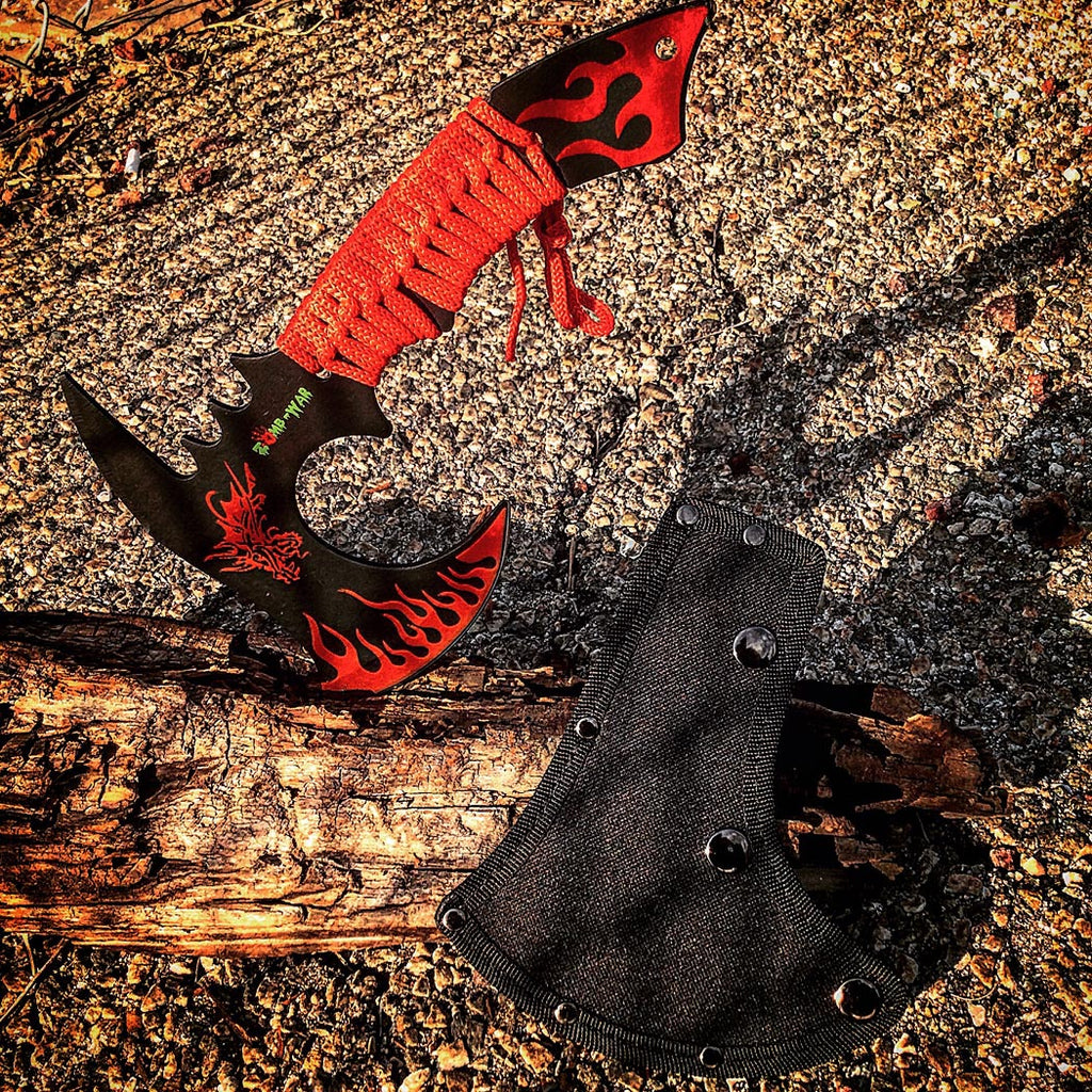 Zomb-War 11"  Red Dragon Axe Outdoor Hunting Camping Survival Steel Axe
