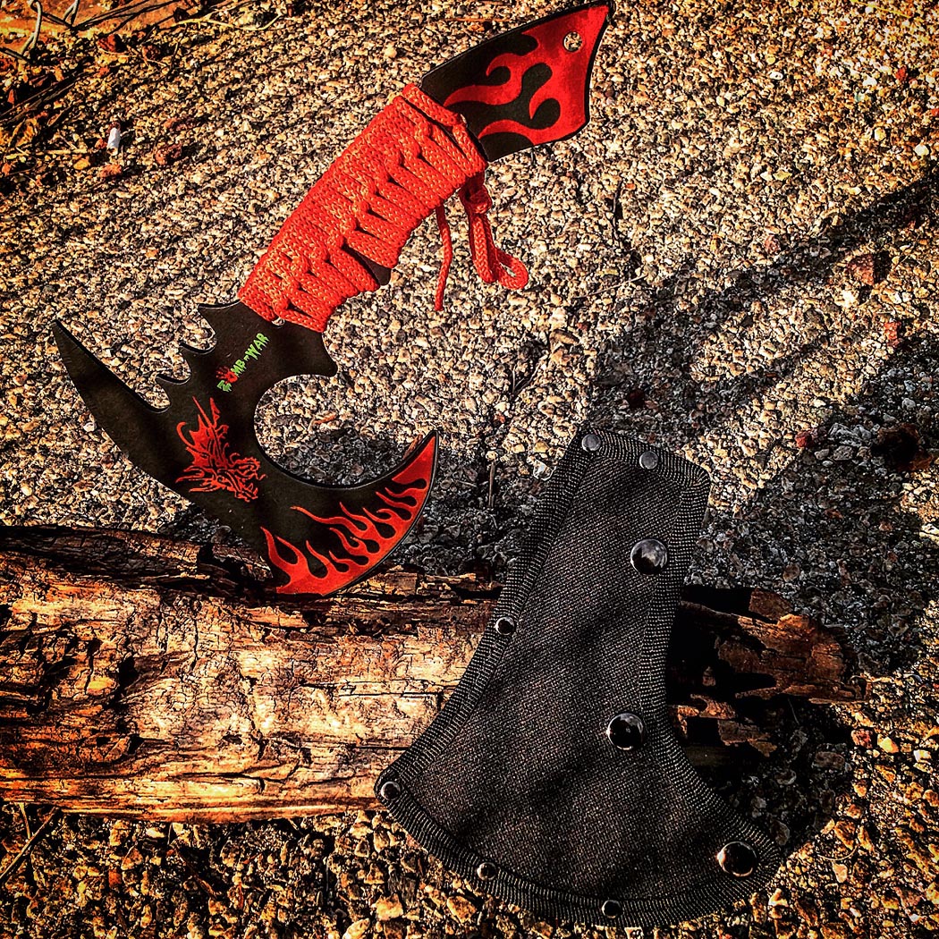 Zomb-War 11"  Red Dragon Axe Outdoor Hunting Camping Survival Steel Axe