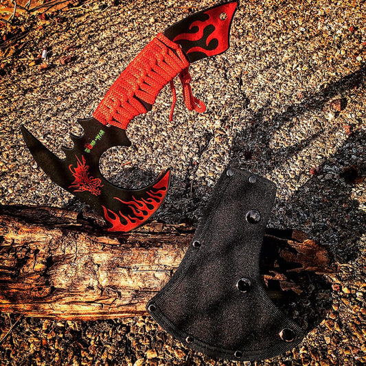 Zomb-War 11"  Red Dragon Axe Outdoor Hunting Camping Survival Steel Axe