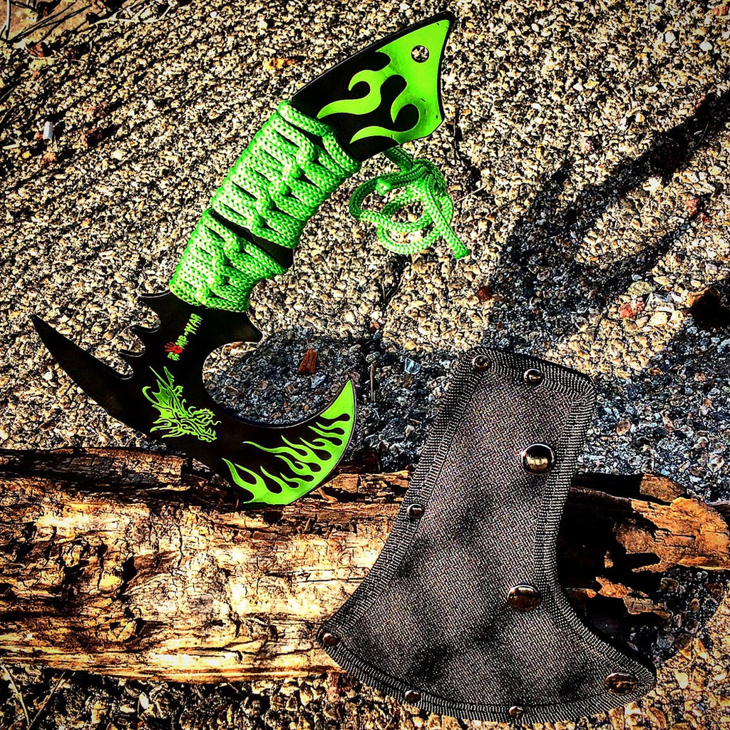 Zomb-War 11" Green Dragon Axe Outdoor Hunting Camping Survival Steel Axe