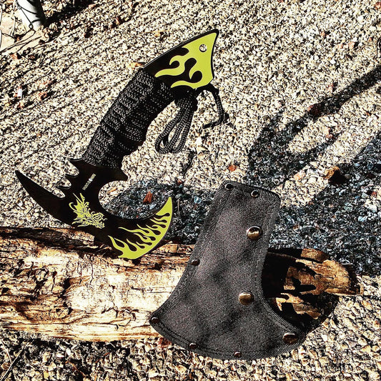 11" Hunt-Down Dragon Fire Axe Hunting Camping Survival Steel Hatchet with Sheath