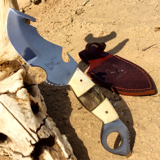 TheBoneEdge 8.5" White & Forest Green Stainless Steel Blade Hunting Knife Full Tang