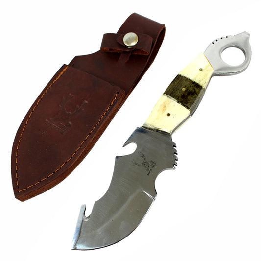 TheBoneEdge 8.5" White & Forest Green Stainless Steel Blade Hunting Knife Full Tang