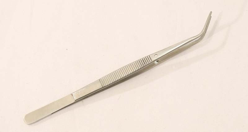6" Stainless Steel Curved Fine Tip Tweezers Dental, Lab & Craft Tool