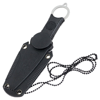 TheBoneEdge 7" Fixed Blade Tactical Survival Neck Knife With Sheath Black Handle