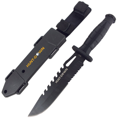 Hunt-Down 13" Drop Point Hunting Knife with Plastic Sheath Grenade Design Handle