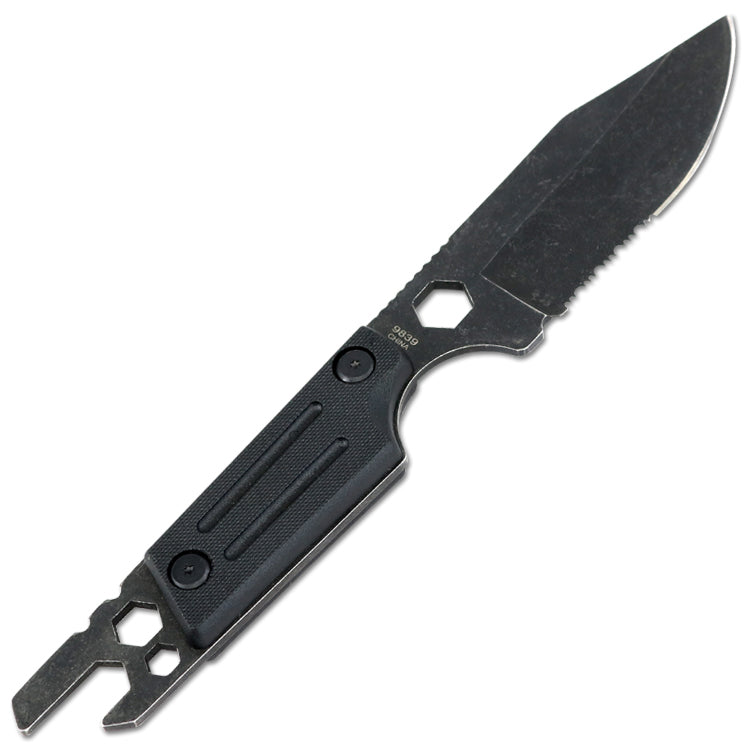 9.5" Full Tang Tactical Survival Hunting Knife with Fire Starter Multi Tool Handle Sheath - Black