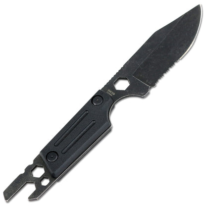 9.5" Full Tang Tactical Survival Hunting Knife with Fire Starter Multi Tool Handle Sheath - Black