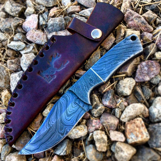 TheBoneEdge High Quality 7" Full Tang Damascus Blade Hunting Survival Knife