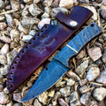 TheBoneEdge 7" Fish Hook Damascus Blade Hunting Survival Tactical Knife