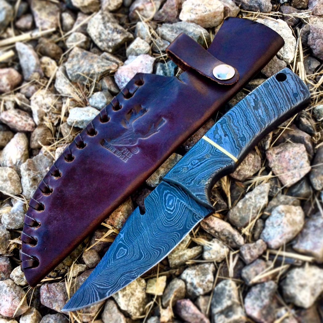 TheBoneEdge 7" Fish Hook Damascus Blade Hunting Survival Tactical Knife