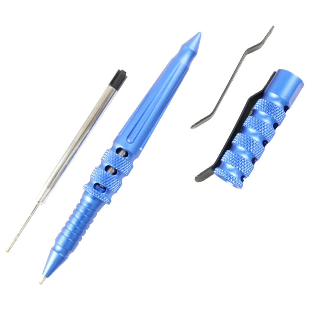 Hunt-Down New Powerful 6" Blue Police Survival Tactical Pen For Self Defence