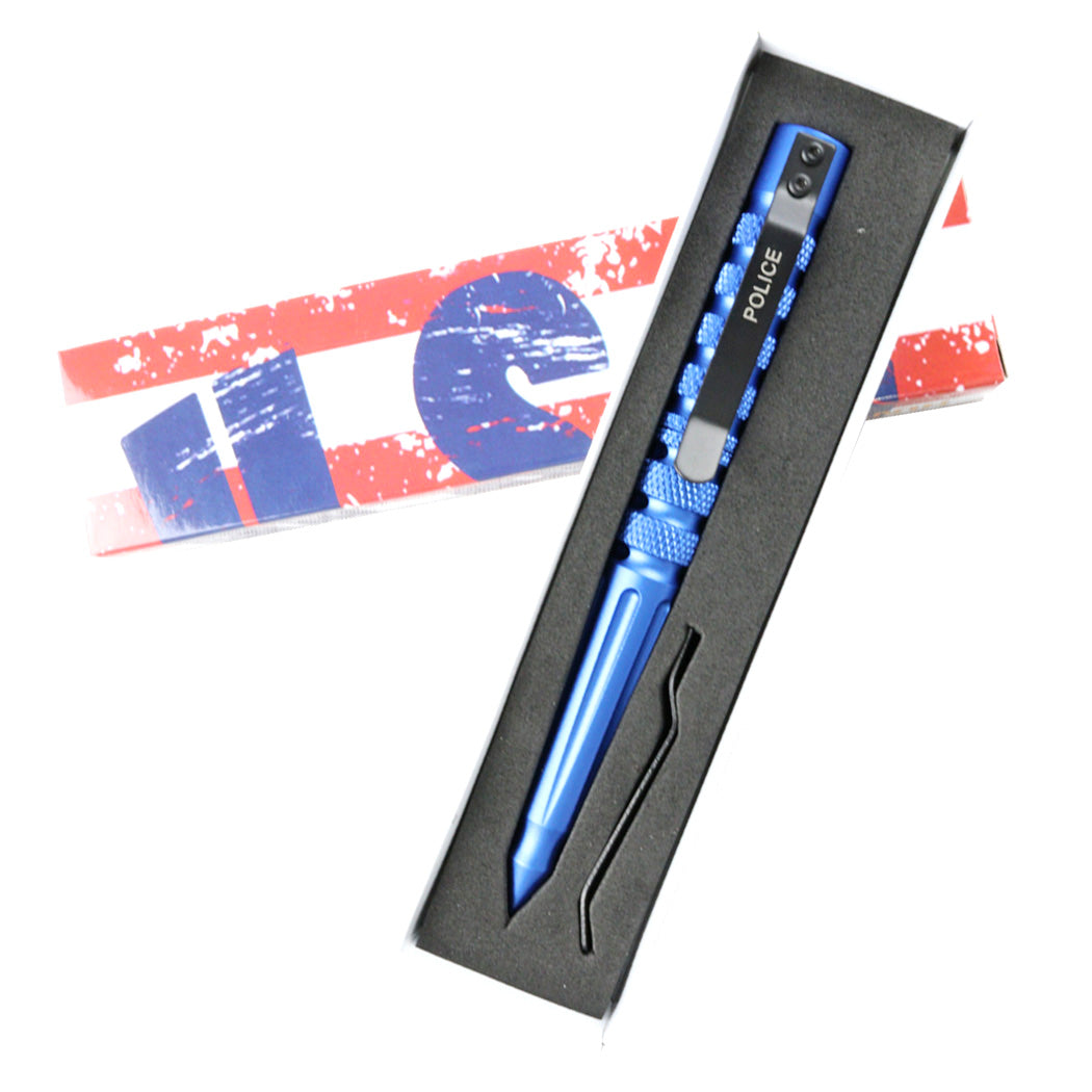 Hunt-Down New Powerful 6" Blue Police Survival Tactical Pen For Self Defence