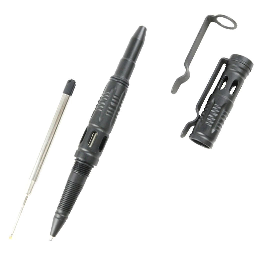 Hunt-Down New Powerful 6" Black Tactical Pen For Self Defence with Glass Breaker