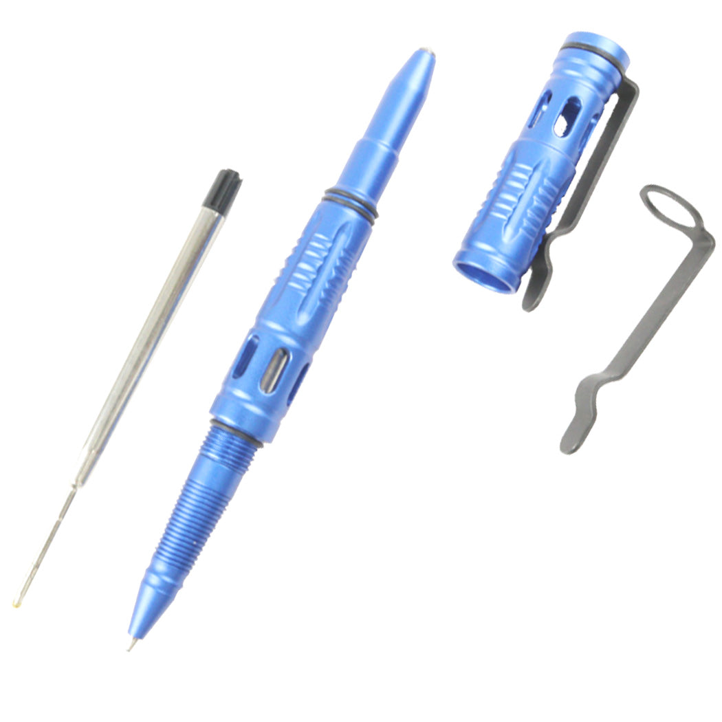 Hunt-Down New 6" Blue Ploice Tactical Pen For Self Defence with Glass Breaker