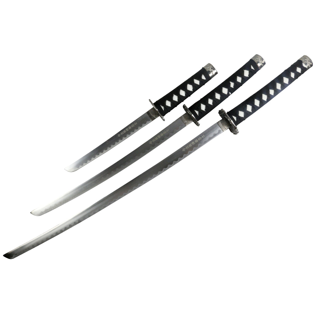 3pc White Dragon Samurai Sword Set Katana Deluxe Swords with Stand New