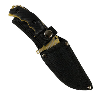 9.5" Full Tang Camping Tactical Knife Hunting Blade with Nylon Sheath Multi Color Blades - Gold