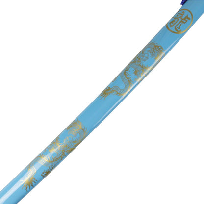 3pc Light Blue Dragon Sanurai Sword Set Carbon Steel Blades with Stand