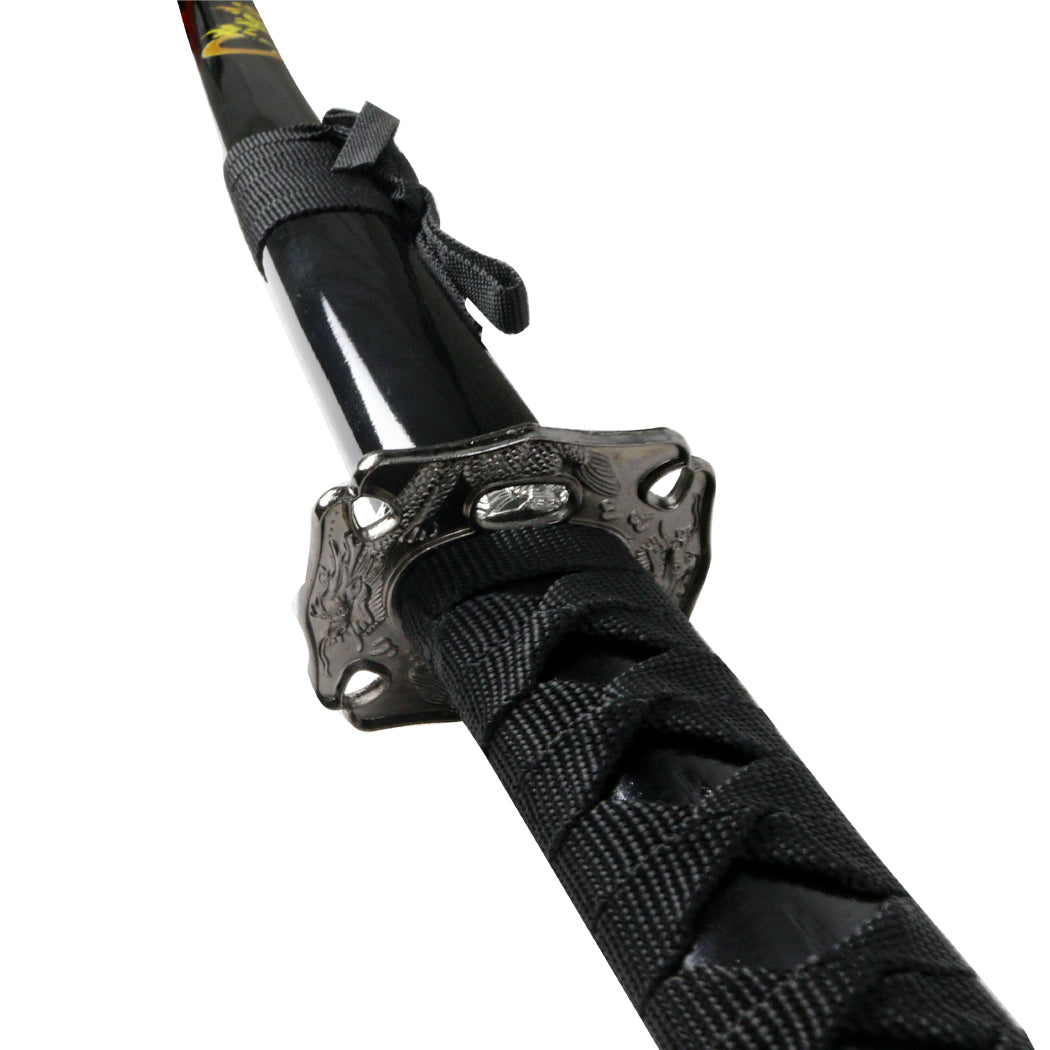 3pc Black Samurai Sword Set Carbon Steel Blades with Stand Good Quality New