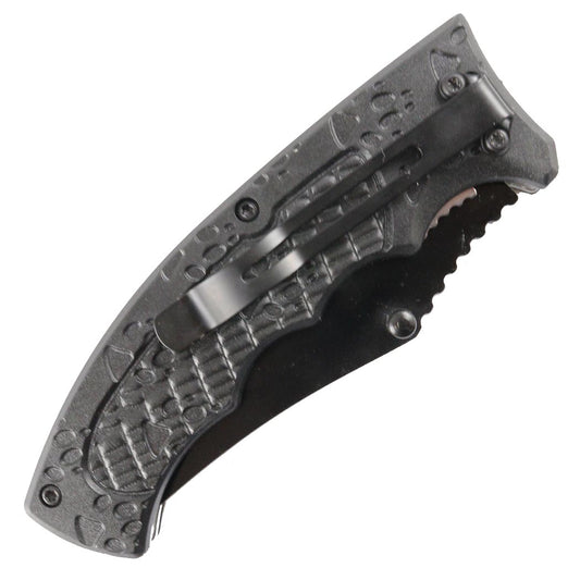 Hunt-Down 8" Gold & Black Tiger Paw Staineless 3CR13 Steel Spring Assisted Folding Knife