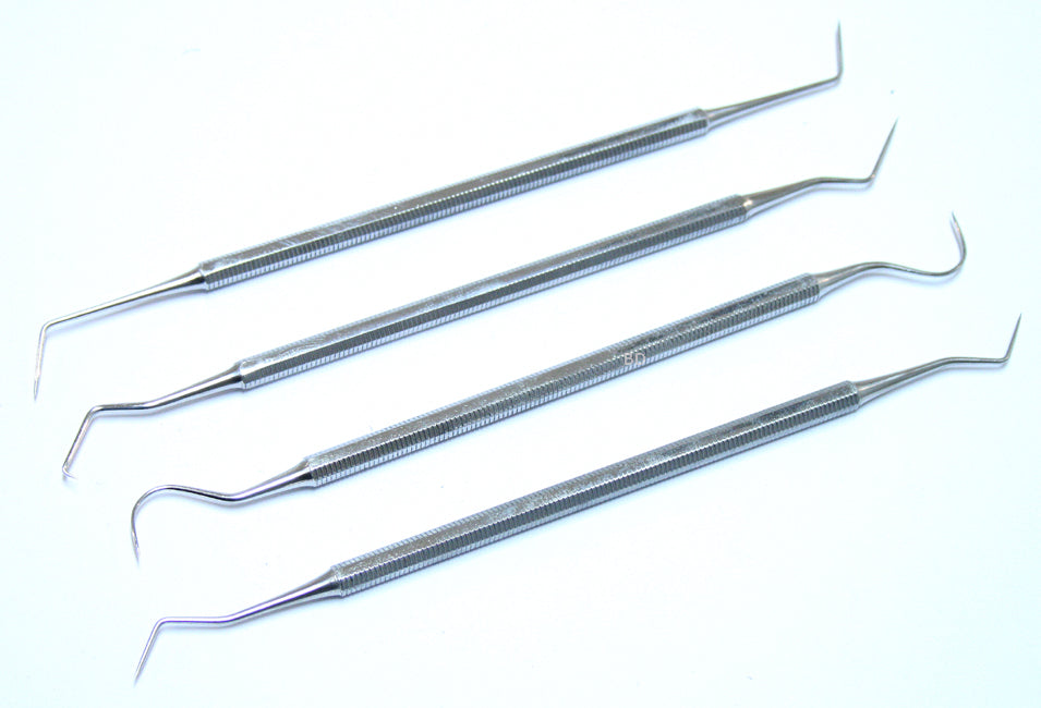 4Pc Dental Pick Explorer Tool Set  Stainless Steel Surgical Grade