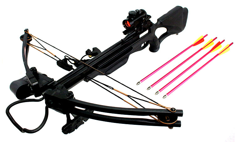 175lbs Hunting Crossbow Package Red Dot Scope Arrows Quiver and Cocking Device