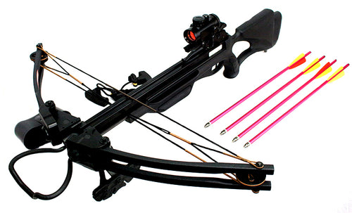175lbs Hunting Crossbow Package Red Dot Scope Arrows Quiver and Cocking Device