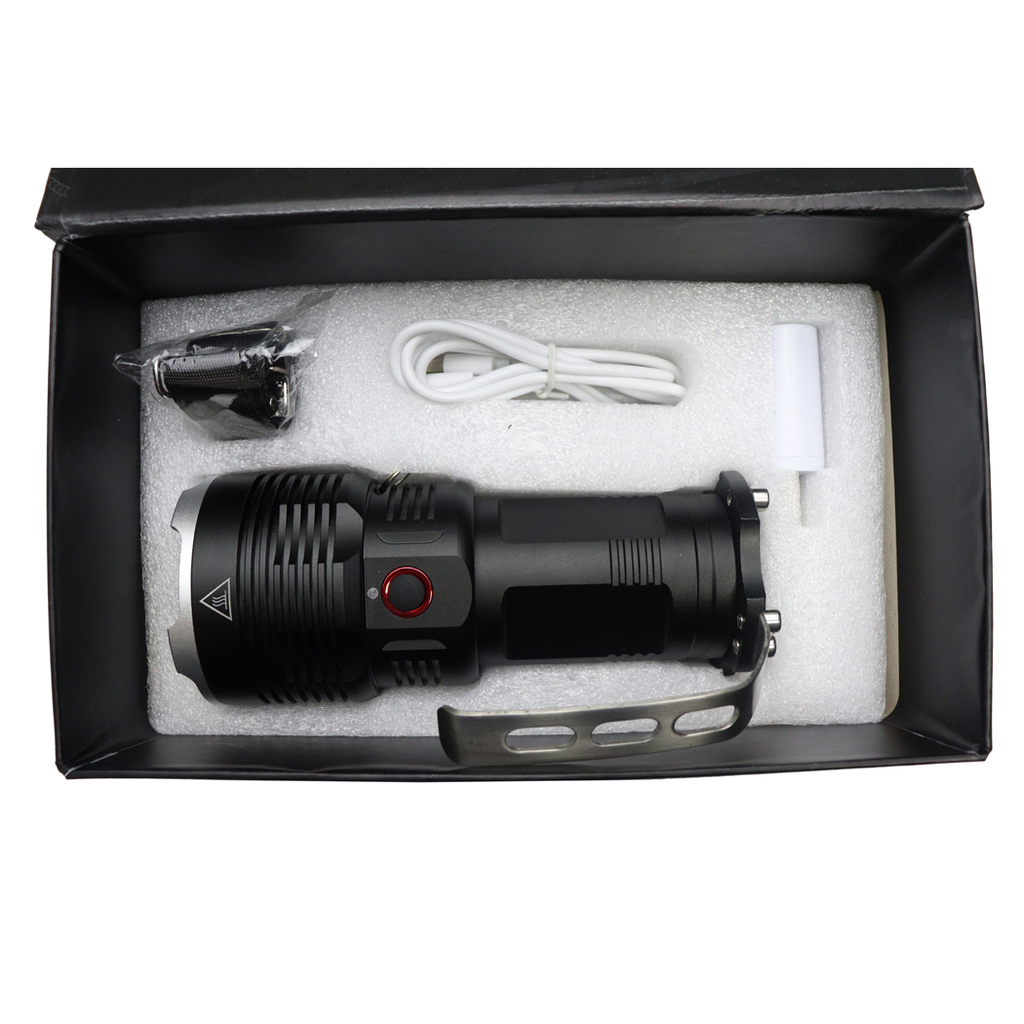 Hunt-Down Black 3000 Lumens Indoor Outdoor Reflector Flashlight With Handle