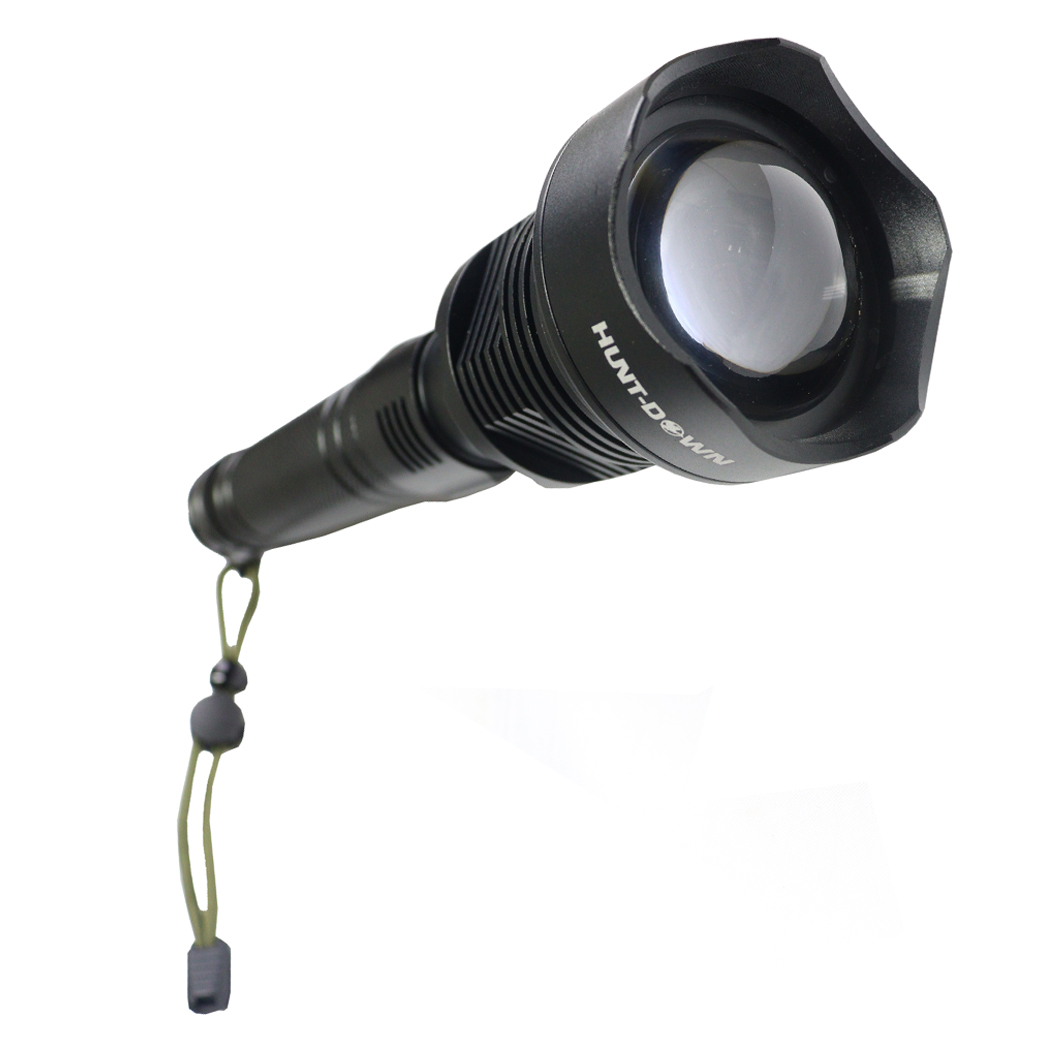 Hunt-Down Top Bright Focus High Powered 2500 Lumens Self-Defence Black Flashlight