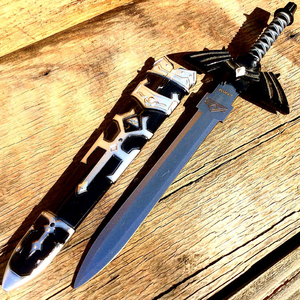 Defender 11" Black Hero Dagger  With Sheath Sharp Blade