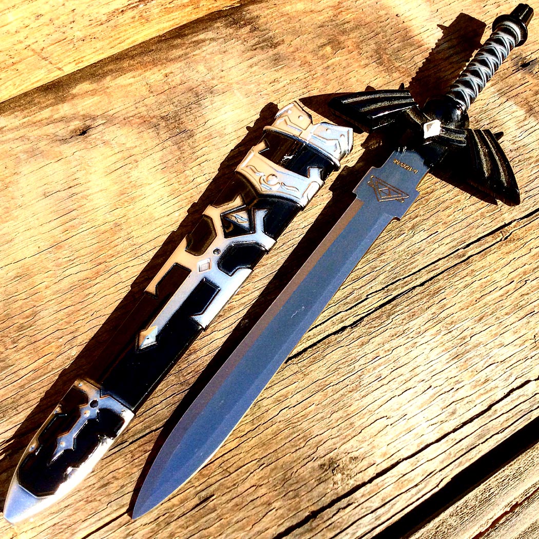 Defender 11" Black Hero Dagger  With Sheath Sharp Blade
