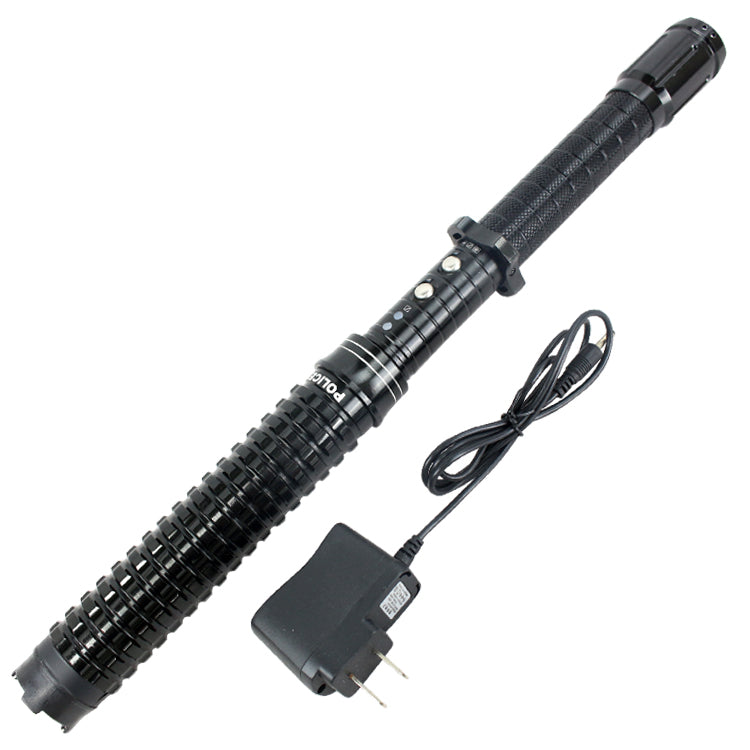 Defender-Xtreme Black Stun Gun with Rechargeable Battery and Charger Flashlight for Security Guards Night Patrol