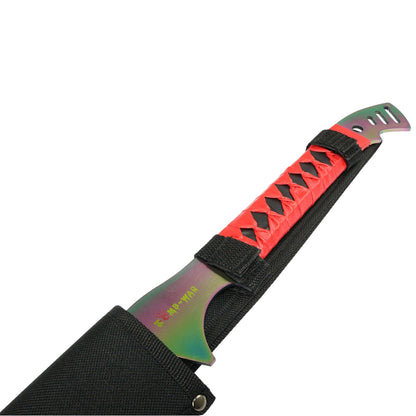28" Full Tang Stainless Steel Ninja Sword Rainbow With Nylon Sheath