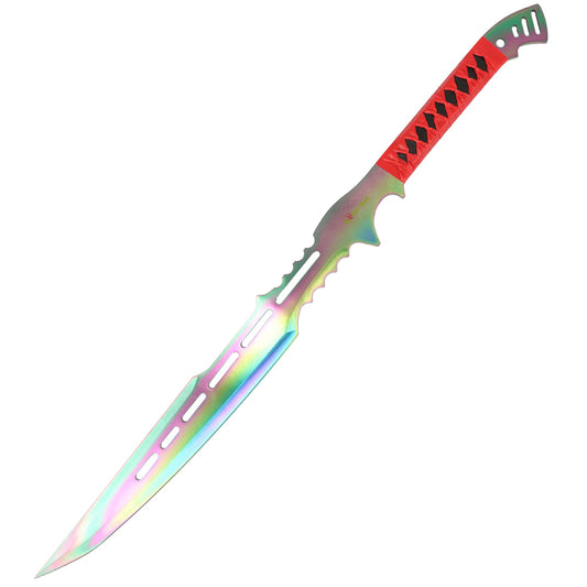 28" Full Tang Stainless Steel Ninja Sword Rainbow With Nylon Sheath